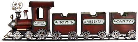 Clayre & Eef Kerstdecoratie Beeld Trein 95x19x28 cm Rood Metaal