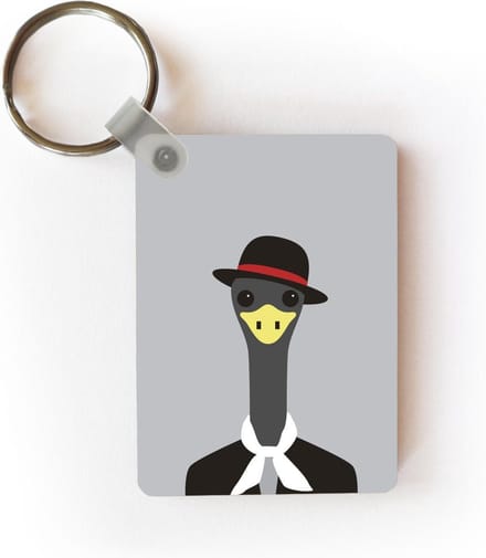 Sleutelhanger - Illustratie van een net geklede struisvogel - Uitdeelcadeautjes - Plastic
