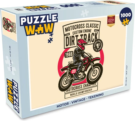 Puzzel Motor - Vintage - Tekening - Legpuzzel - Puzzel 1000 stukjes volwassenen