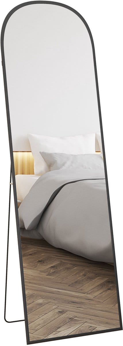 HOMCOM passpiegel - aluminiumlegering - gehard glas - zwart