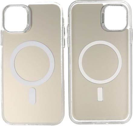 Magsafe Hoesje Geschikt voor iPhone 11 - Magnetisch Smartphone Hoesje - Wit / Silver