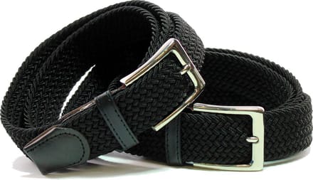 Zwart Dubbelpakket Elastiek - Elastische Comfort Riem - Gevlochten - Totale lengte 120