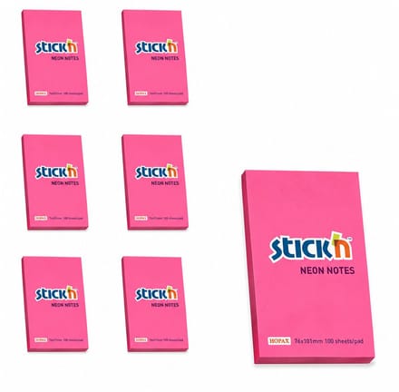 Stick'n sticky notes - 6-pack - 76x51mm, neon magenta, 600 memoblaadjes