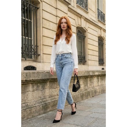Hoge Taille Slim Fit Denim Broek
