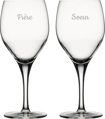 Rode wijnglas gegraveerd - 42,5cl - Frere & Soeur