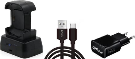 DrPhone DualFB - Fitbit Versa 1 - Dubbele laaddock - Oplaad station - Oplader + 1 meter stevige MICRO USB Oplaadkabel