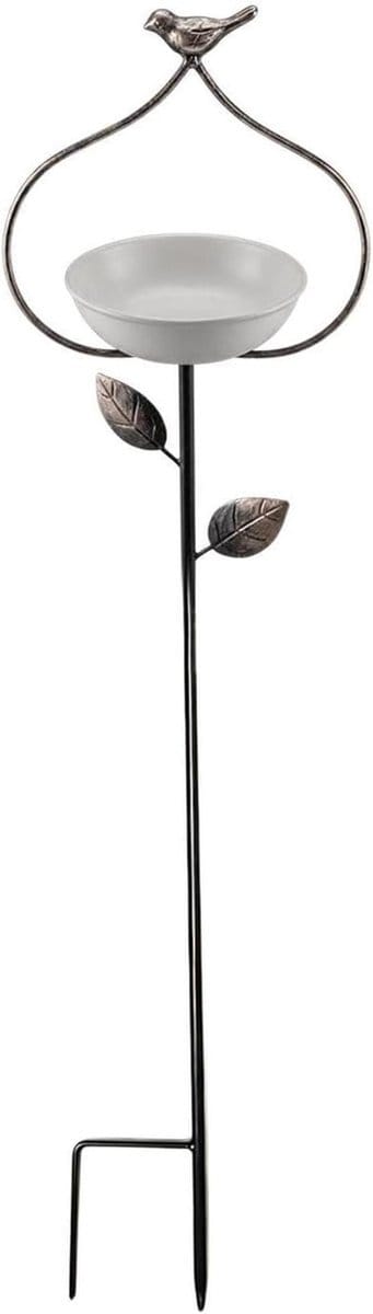 Vogelbad Tuin - Vogelvoederbak - Vogels Voeren - Weerbestendig Metaal - 76 cm Hoog - Roestbruin