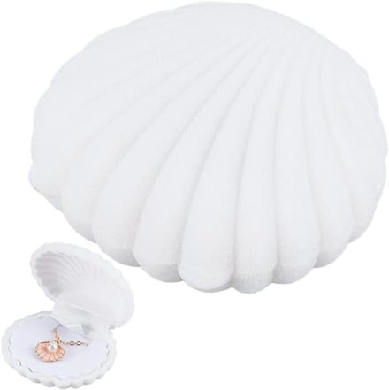 Sieradendoosje Schelp - Oorbellenhouder Velvet - Sieraden Opbergen - Creatief Schelp Design - 3 stuks 6 cm - Wit