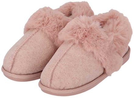 Apollo dames sloffen - instappers - roze - vilt / kunstbont - laag model - pantoffels - harde zool 41-42