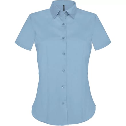 Kariban Dames stretch blouse korte mouwen K532 - light blue - S