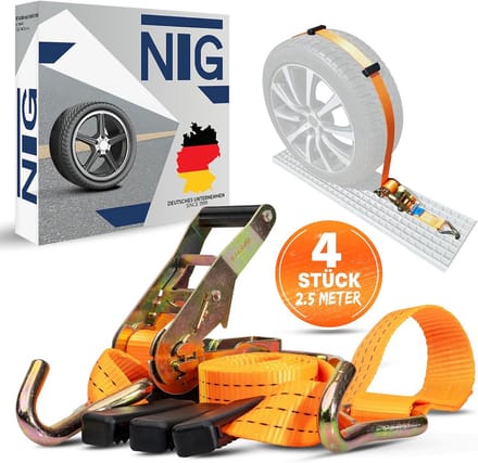 Set van 4 lashing straps voor autotransport - 35 mm