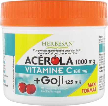 Herbesan Acerola 1000 mg Vitamine C 180 mg + Goji 125 mg 90 Tabletten