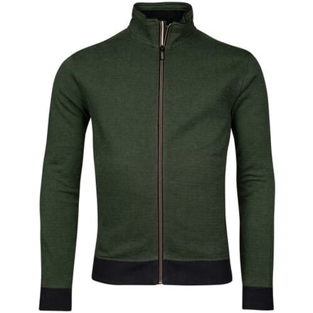Baileys Vest Yarn Dyed Jacquard Doubleface Interlock Sweat Cardigan Zip Grasgroen / male