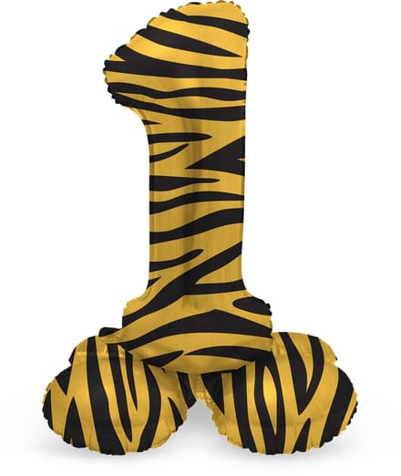 Staande Folieballon Cijfer 1 Tiger Chic - 72 cm