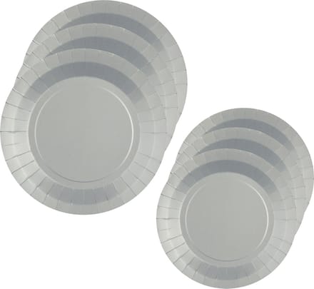 Santex Feest/verjaardag borden set - 40x stuks - zilver - 17 cm en 22 cm