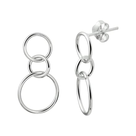 Glams oorhangers rondjes - 12 mm - Zilver