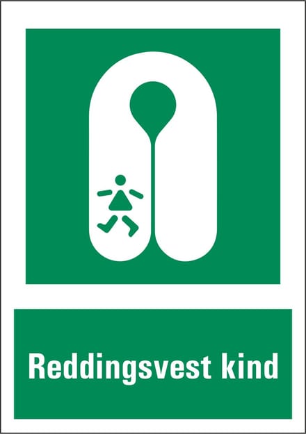 Reddingsvest kind sticker met tekst 210 x 297 mm