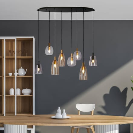 Searchlight DIVINE Pendel Hanglamp 8 Lichts Metaal Zwart