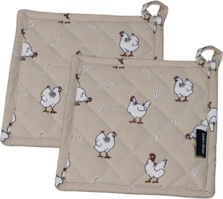 Pannenlappen set - 2 stuks - Cadeau voor haar - Kip - Landelijk
