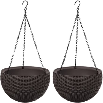 Keter Sphere - Set van 2 stuks Hangende bloempot - Hangpot - Bruin