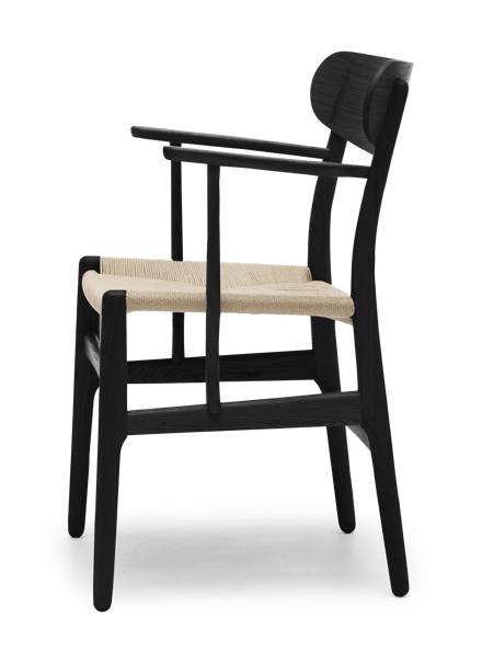 Carl Hansen & Søn - CH26 stoel - gelakt zwart - Vlecht natuur