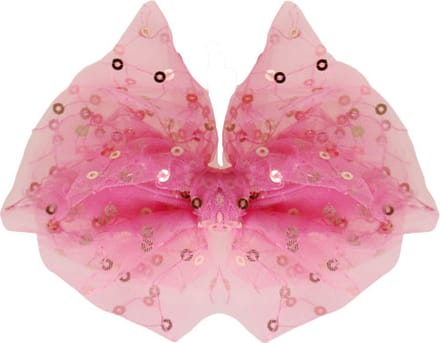 Haarclip met organza strik donkerroze - 14 cm