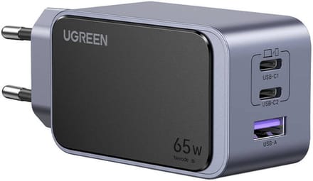 UGREEN Nexode S 65W GaN-oplader, compatibel met iPhone 17/16/15, MacBook, iPad Pro, Pixel 9, Samsung Galaxy S24/S23, Tab A8/S8, enz.