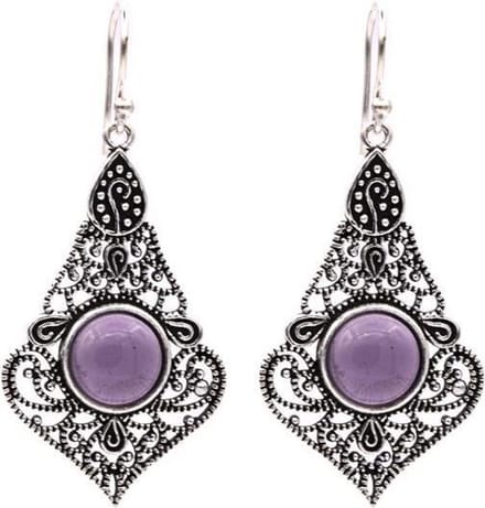 Yogi & Yogini naturals Oorbellen met amethist (4x2.5 cm)