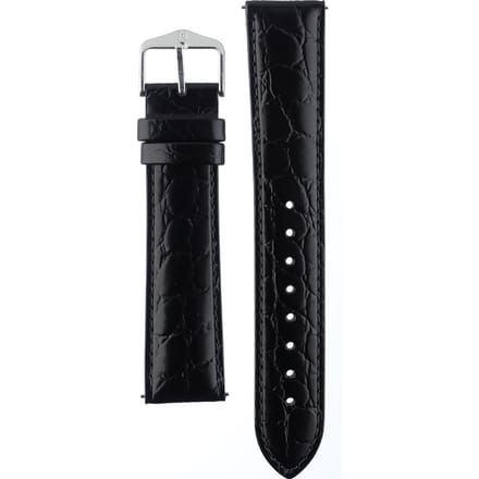 Hirsh Horlogeband -  Crocograin Zwart - Leer - 20mm