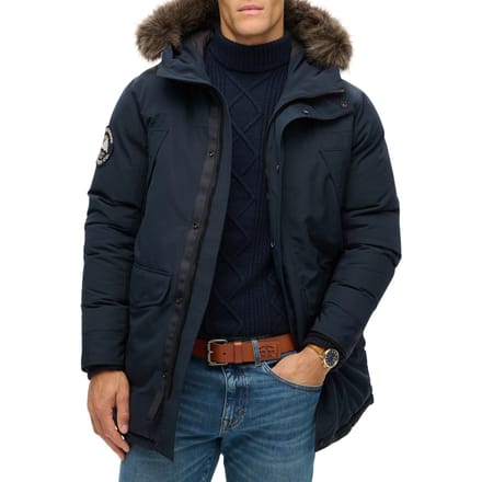 Superdry Everest Parka Jas Met Imitatiebont Blauw Grootte: M