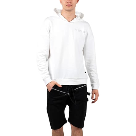Philipp Plein Sport Block Logo Op Borst Witte Hoodie