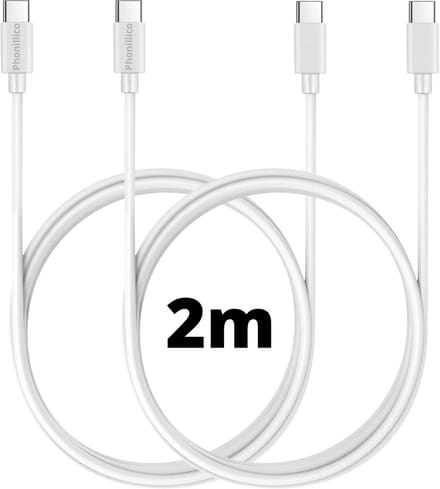 2X USB C naar USB C Kabel Wit - 2 meter - Oplaadkabel voor Samsung Galaxy S26 / S25