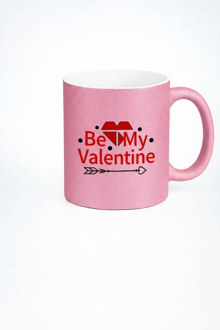 Be My Valentine Mok - Roze Glitter Valentijn Beker Cadeau