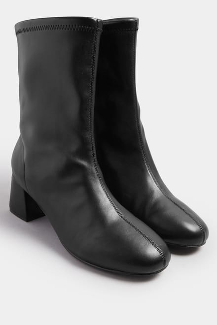 Yours Zwarte Stretchlaarzen Met Blokhak En Extra Brede Eeepasvormsize 41EEE