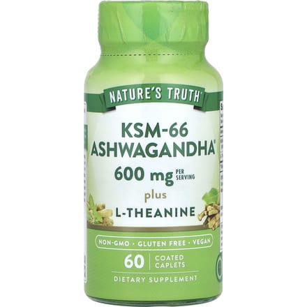 Nature'S Truth, Ksm-66 Ashwagandha, L-Theanine, Gecoate Tabletten, 60 Tabletten