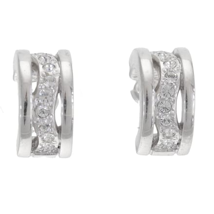 Behave – Oorstekers – Rhodium plating – Golvend design met kristallen