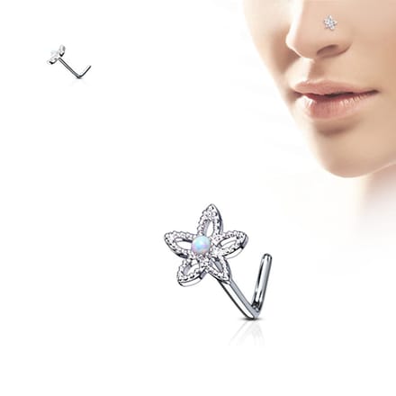 Neuspiercing L-Bend Flower Contour 0.8x6x6 - zilver - LMPiercings