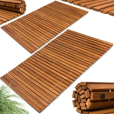 Deuba Badmat Set van 2 – Acaciahout Gecertificeerd Antislip – 76x50cm