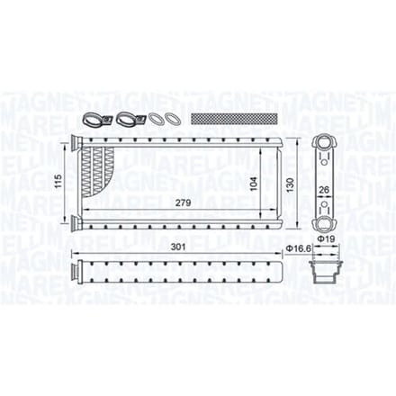 Warmtewisselaar, interieur verwarming MAGNETI MARELLI 350218514000