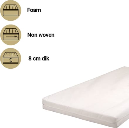Comfort Ledikantmatras 70x140 cm – 8 cm – Polyetherschuim – Afritsbare Tijk