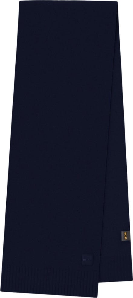 BOSS Sjaal Akaio Knitted Scarf Dark Blue Donkerblauw