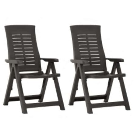 vidaXL - Verstelbare - klapstoelen, - 2 - stuks, - antracietkleurig - kunststof