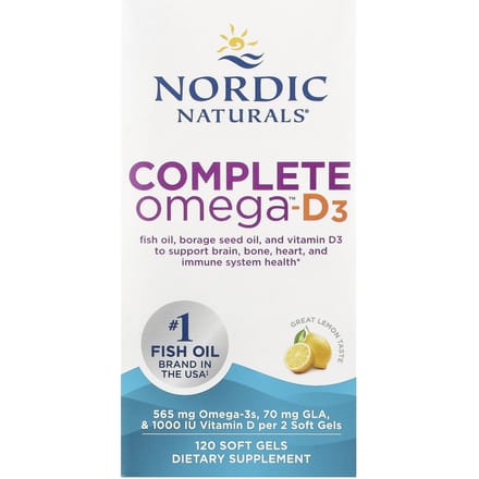 Nordic Naturals, Complete Omega-D3, Saveur Citron, 565 mg, 120 Gélules Molles