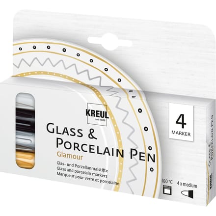 KREUL Glass & Porcelain Pen "Glamour", set van 4