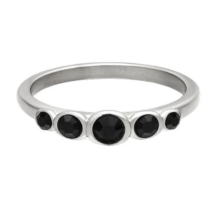 Yehwang Ring Zirkoon Glas zilver zwart