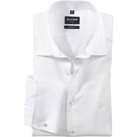 OLYMP Luxor modern fit overhemd - dubbele manchet - wit