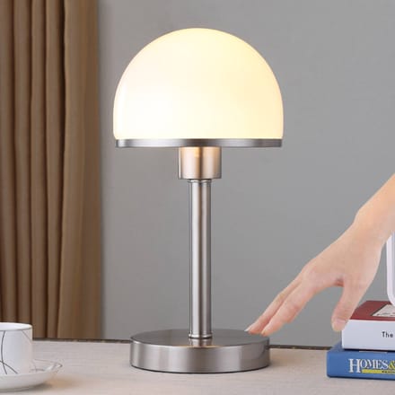 Lindby - Tafellamp - 1licht - metaal, glas - H: 39 cm - E27 - wit, gesatineerd nikkel