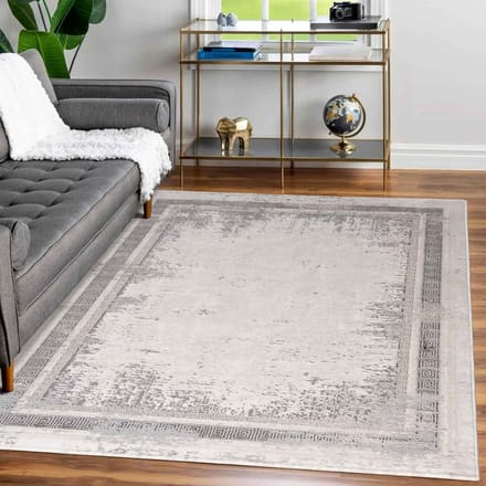 Flycarpets Tamara Modern Laagpolig Grieks Motief Vloerkleed - Grijs - 120x170 cm