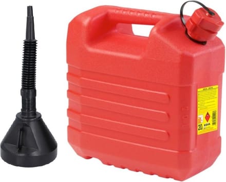 EDA Jerrycan - olie benzine - 20 liter - grote trechter 39 cm - rood