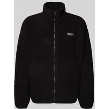 Fleecejack met opstaande kraag en labeldetail